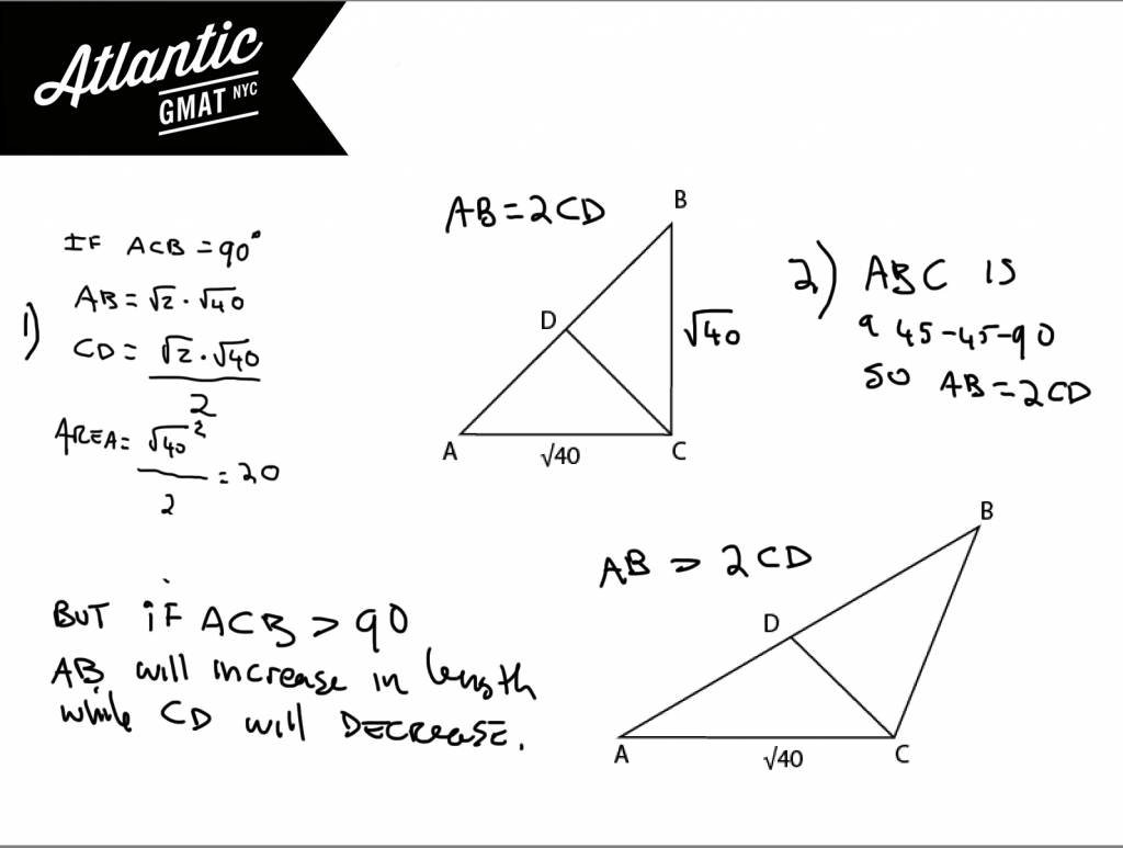 gmat question of the day data sufficiency geometry triangles solution diagram