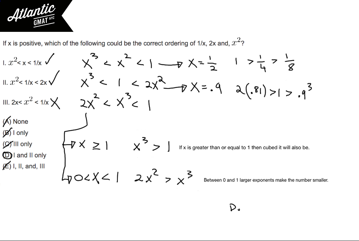 If x is positive, which of the following could be the correct ordering ...