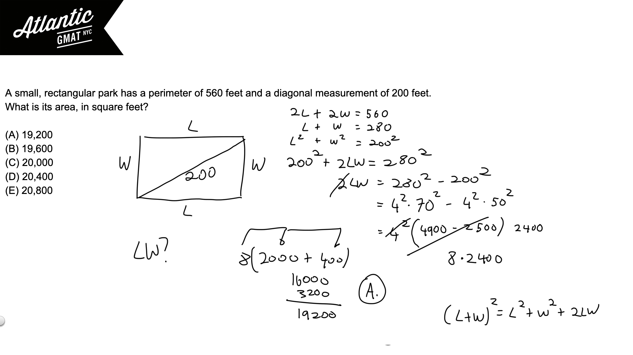 a small rectangular park has a perimeter of 560 gmat solution