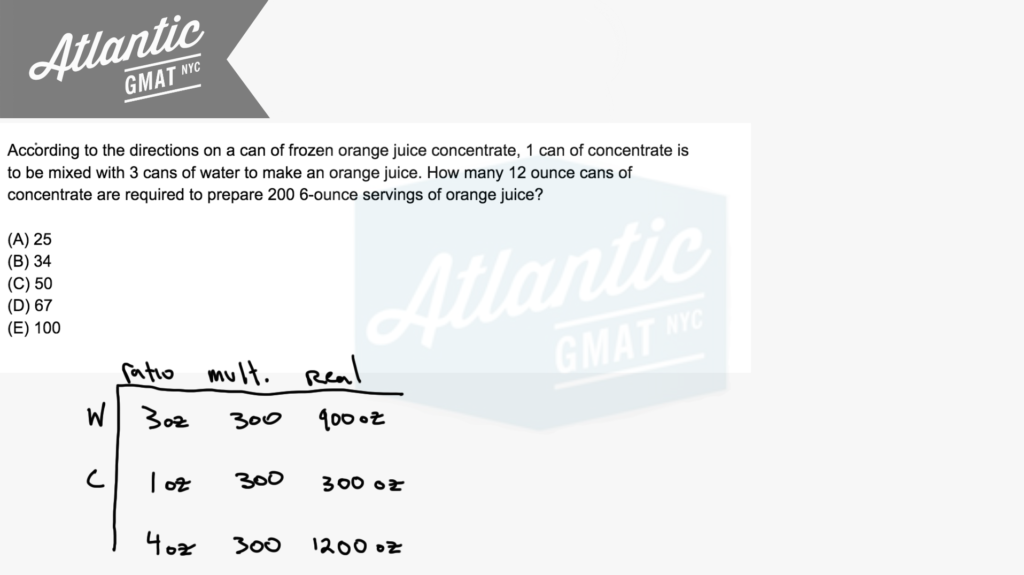 according to the directions on a can of frozen orange juice concentrate gmat solution