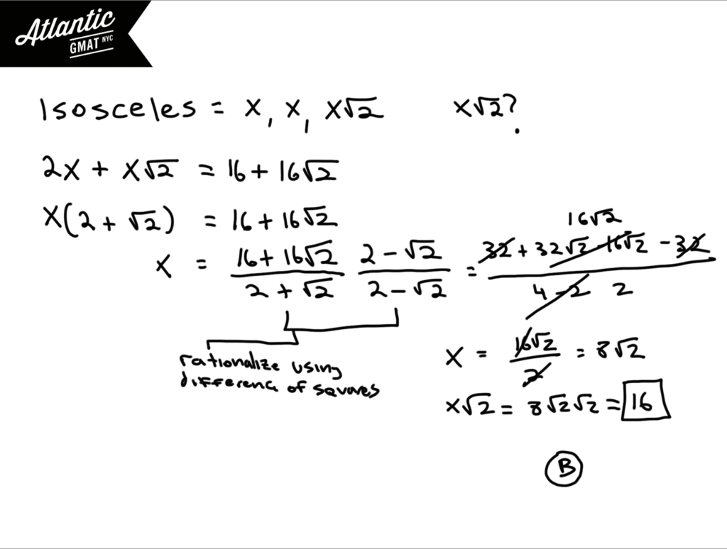 the perimeter of a certain isosceles right triangle is 16 + 16√2