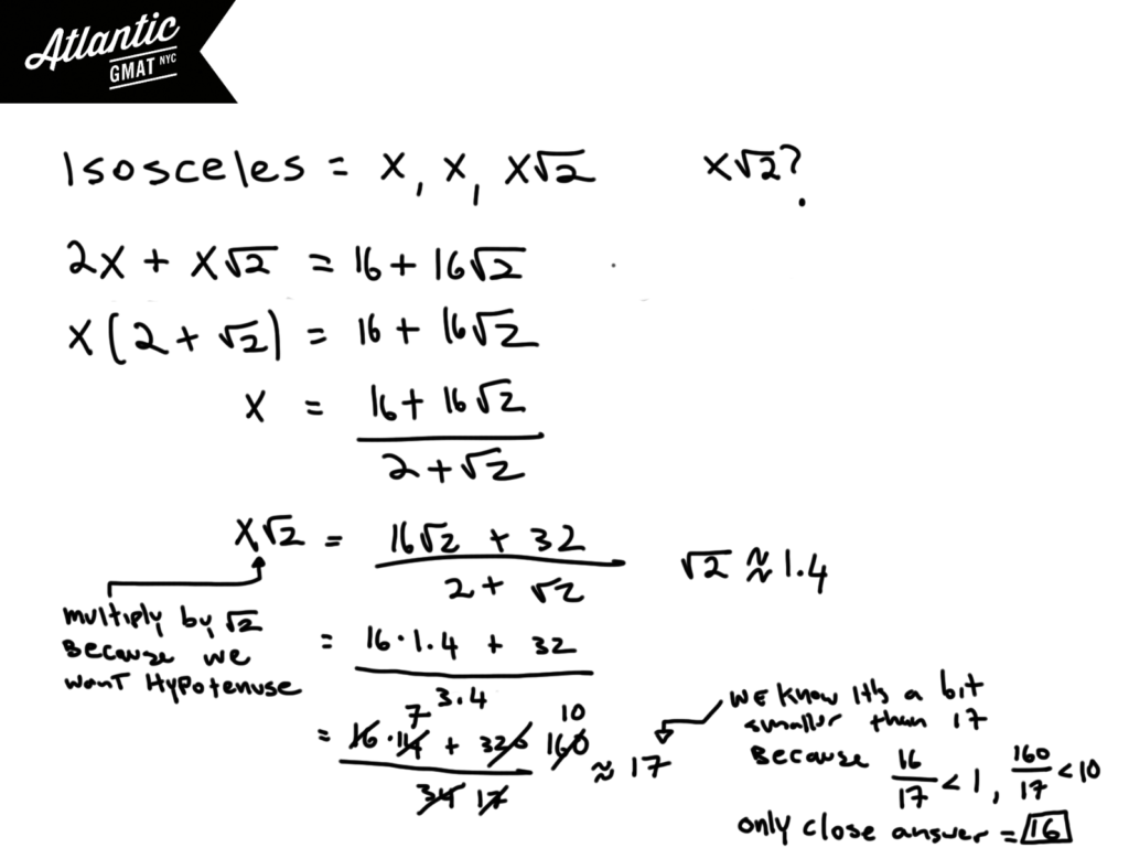 the perimeter of a certain isosceles right triangle is 16 + 16√2 approximation