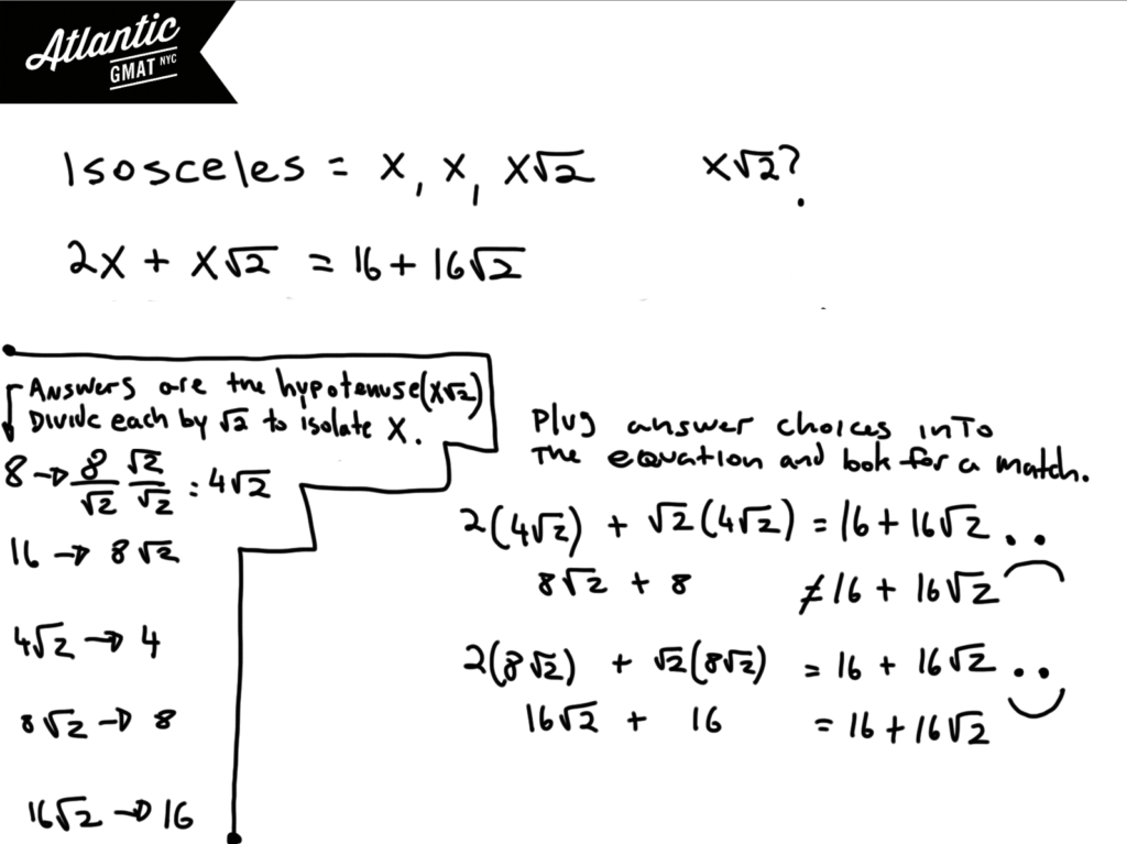 the perimeter of a certain isosceles right triangle is 16 + 16√2 plugging in