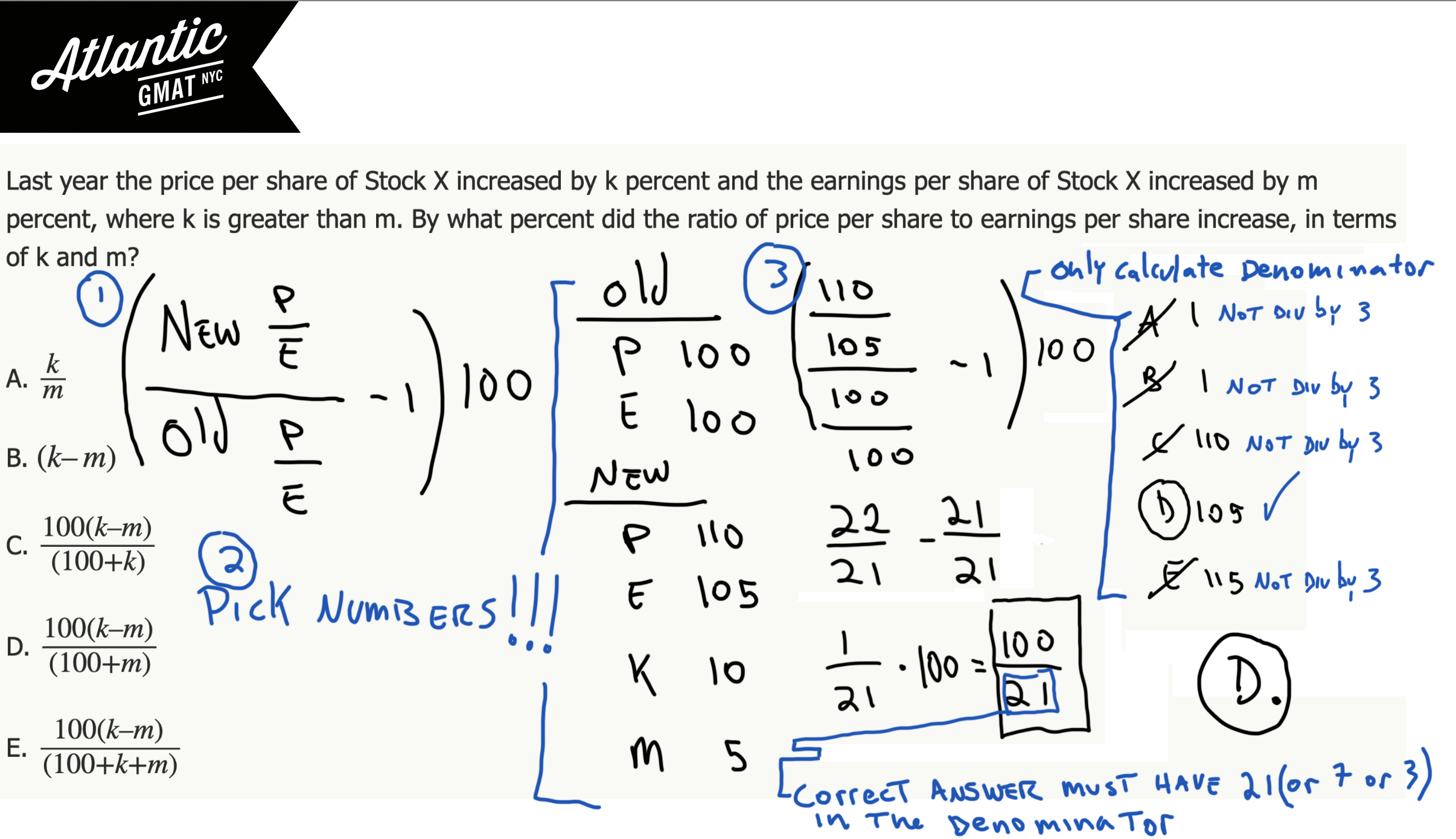 last year the price per share of stock x increased by k percent gmat explanation diagram