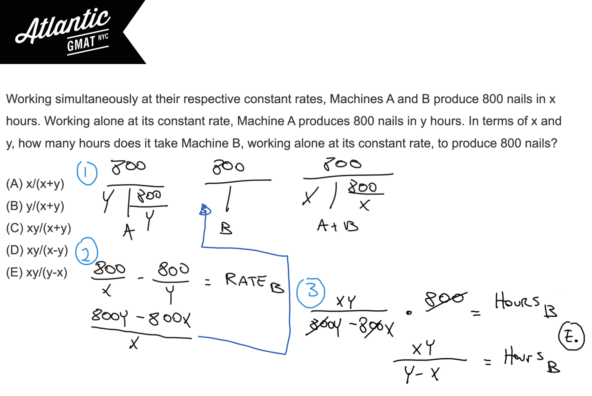 working simultaneously at their respective constant rates, machines a and b produce 800 nails gmat explanation diagram