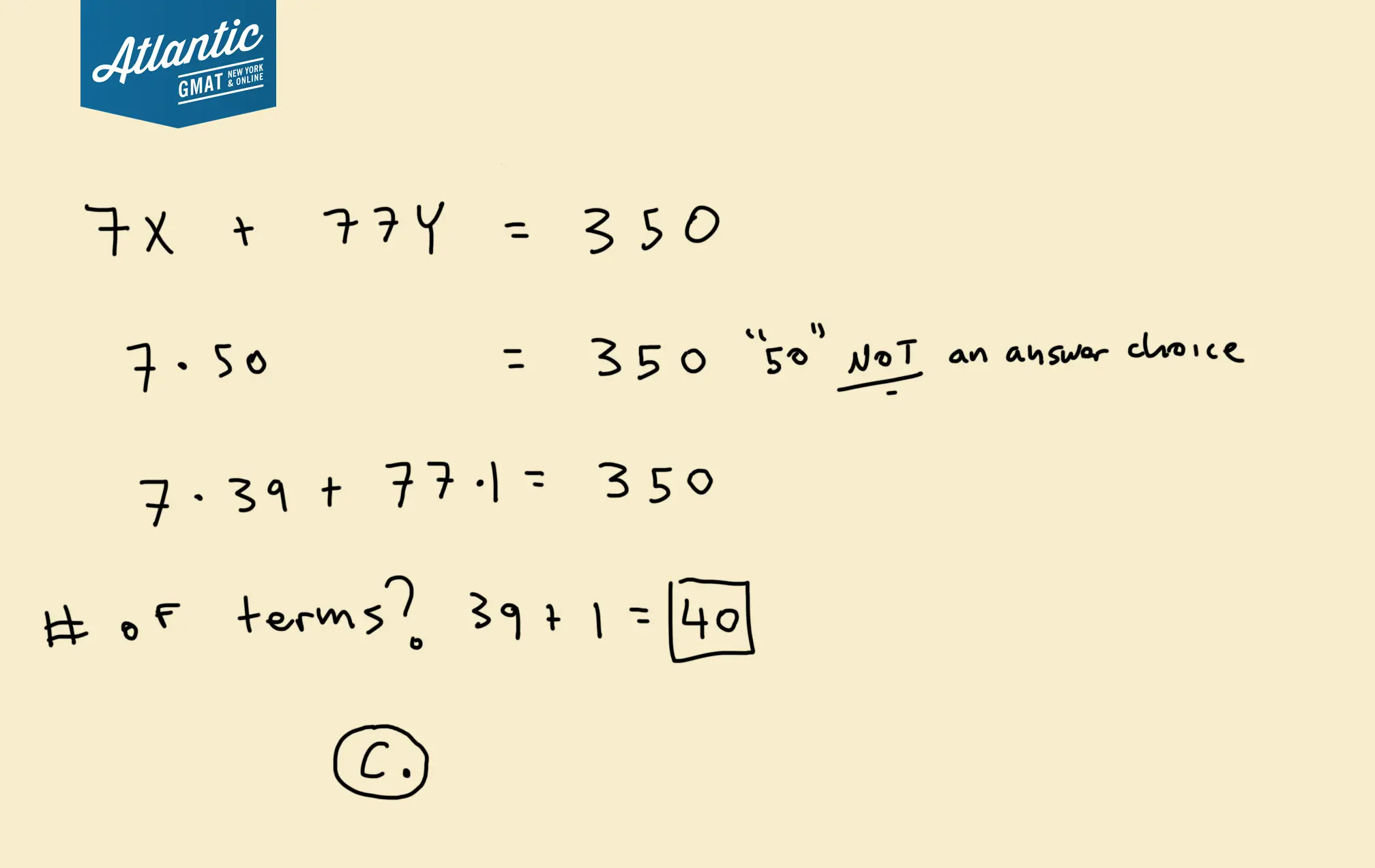 if each term in the sum a1 + a2 + a3 +...+ an is either 7 or 77 and the sum equals 350 solution