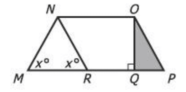 in the figure above if mnop is a trapezoid and nopr is a parallelogram what is the area of triangular region mnr gmat explanation diagram