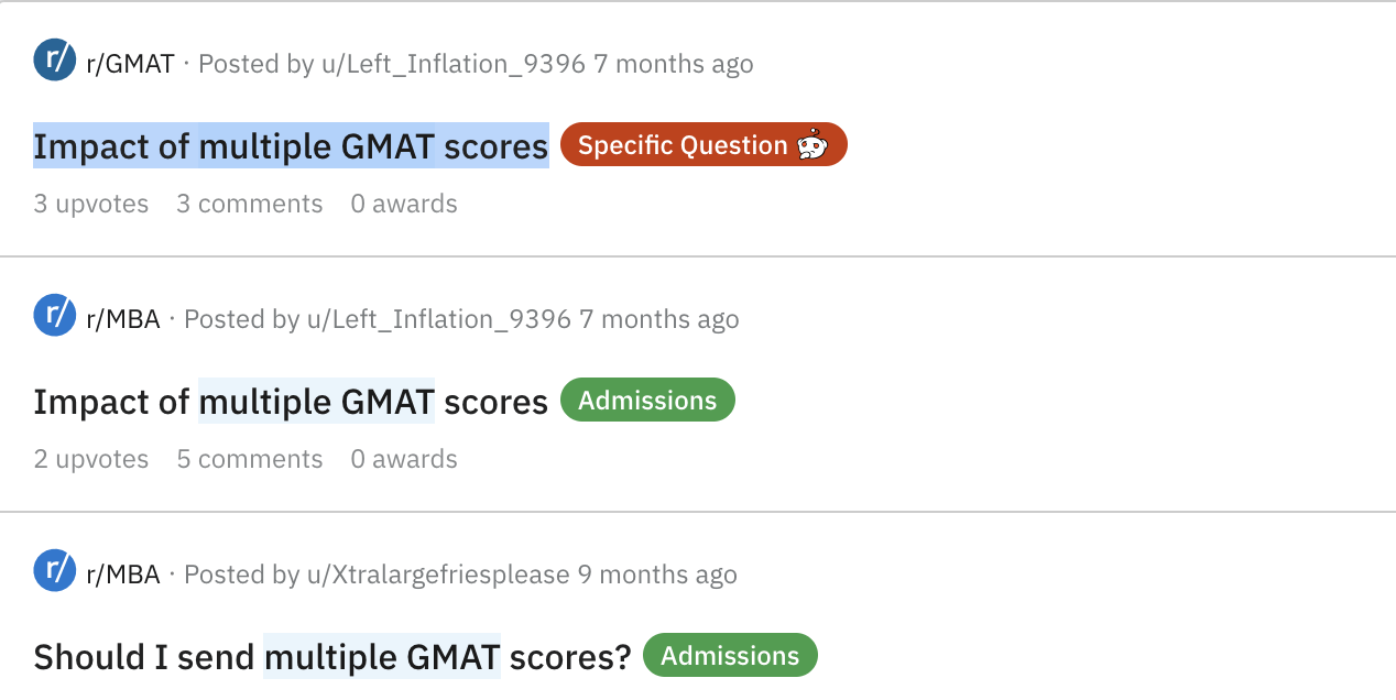 Multiple GMAT Retakes Reddit Question